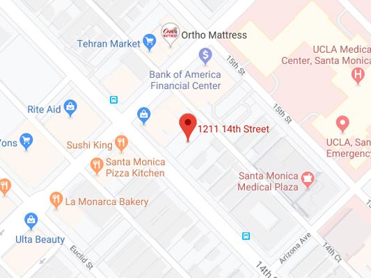 Image of Google map showing the address in Santa Monica,Socal Foot Ankle Doctors, Podiatrist Santa Monica